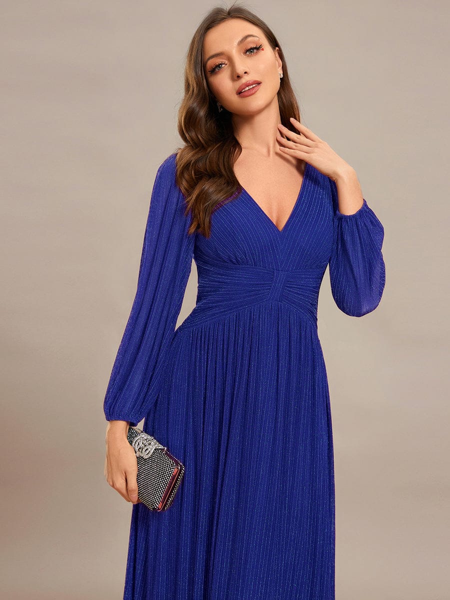 ever BRYM|Sequin Long Lantern Sleeves Maxi Wedding Guest Dress