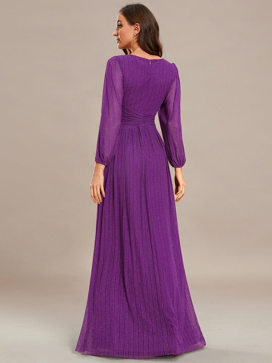 ever BRYM|Sequin Long Lantern Sleeves Maxi Wedding Guest Dress