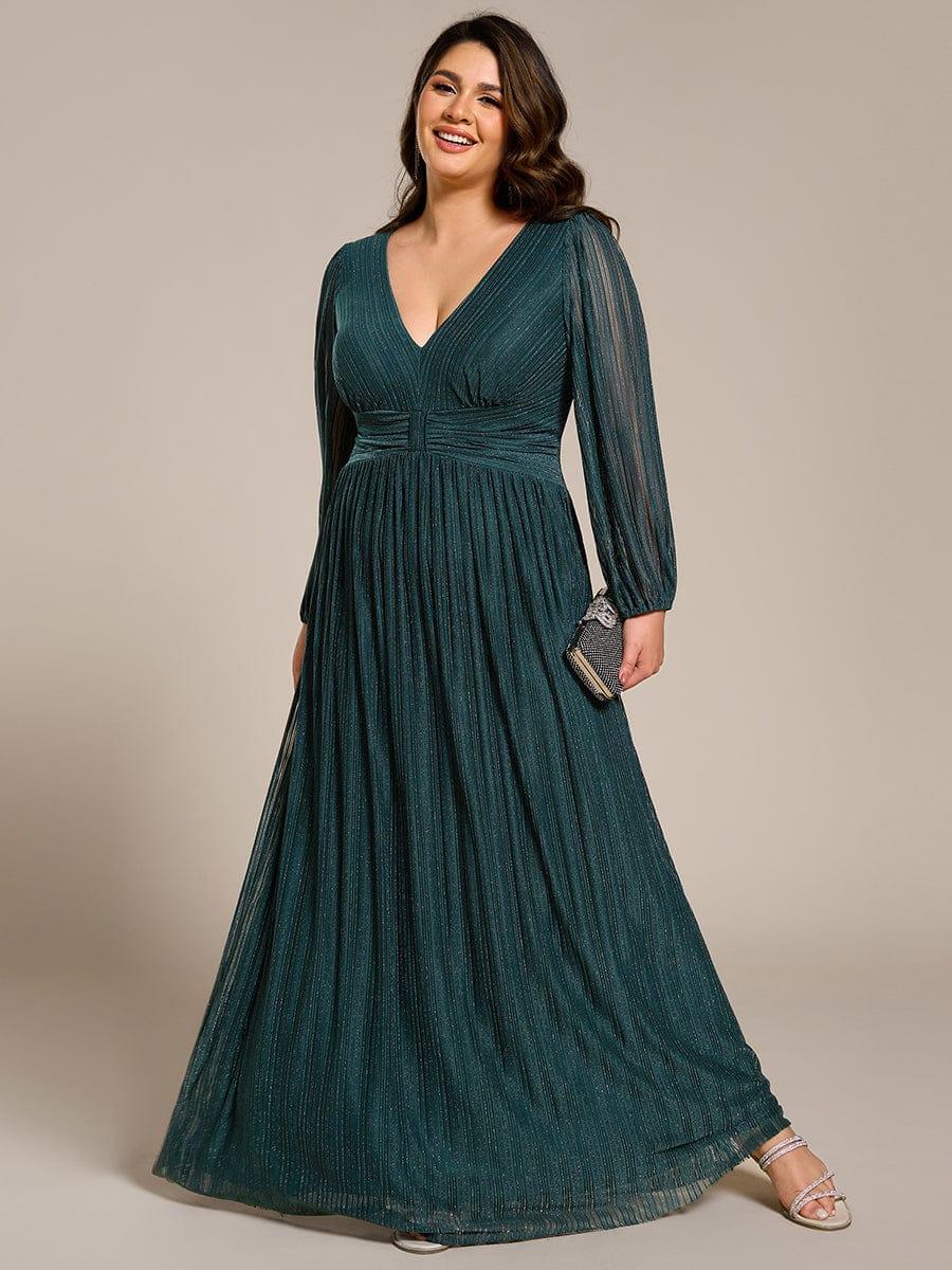 ever BRYM|Glittery Empire Waist Long Lantern Sleeves A-Line Evening Dress