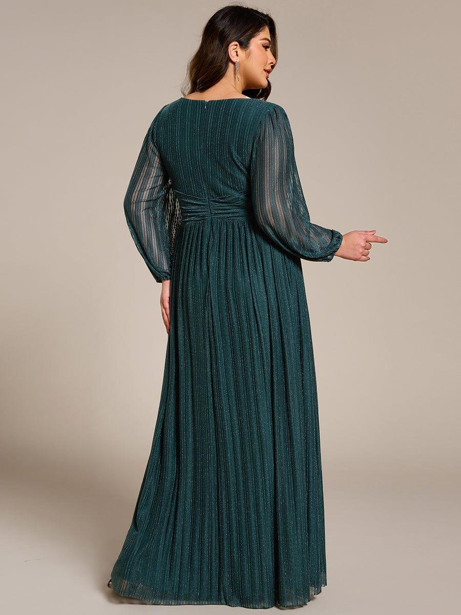 ever BRYM|Glittery Empire Waist Long Lantern Sleeves A-Line Evening Dress