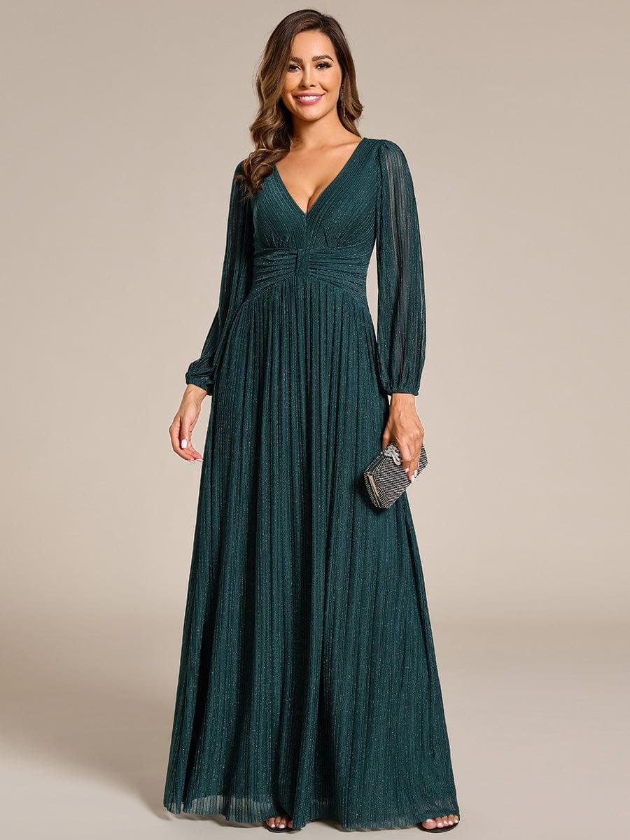 ever BRYM|Sequin Long Lantern Sleeves Maxi Wedding Guest Dress