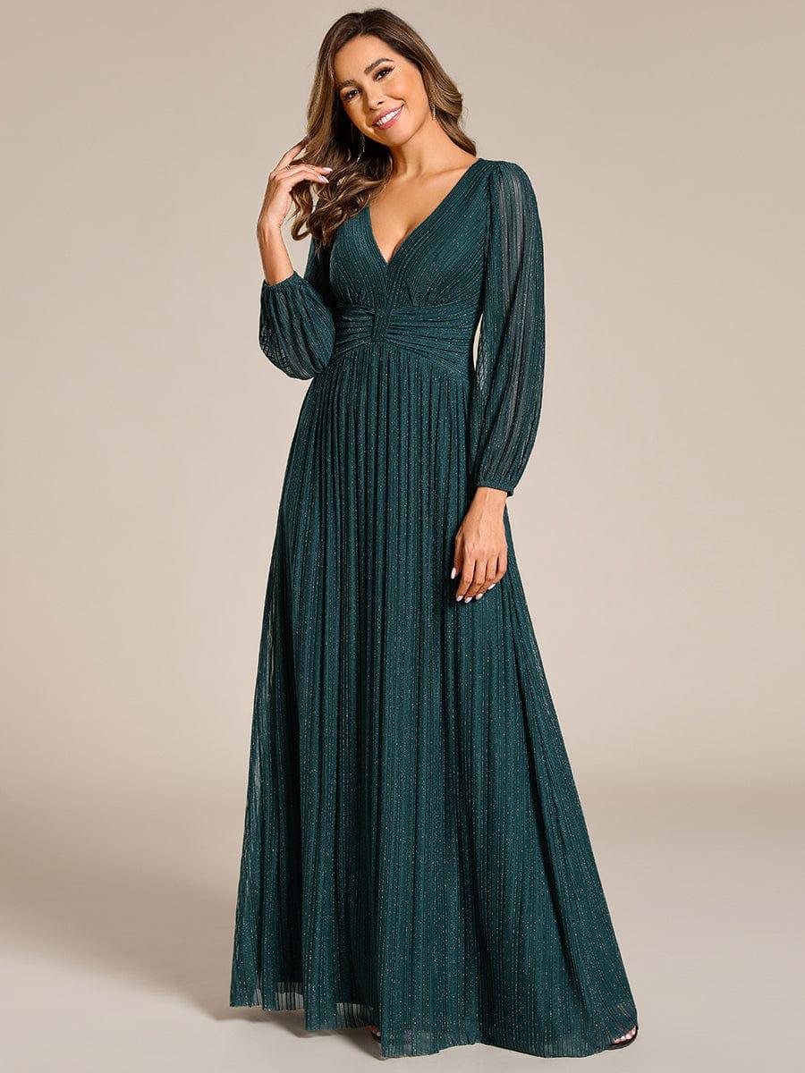 ever BRYM|Sequin Long Lantern Sleeves Maxi Wedding Guest Dress