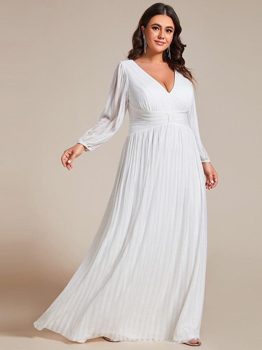 ever BRYM|Glittery Empire Waist Long Lantern Sleeves A-Line Evening Dress