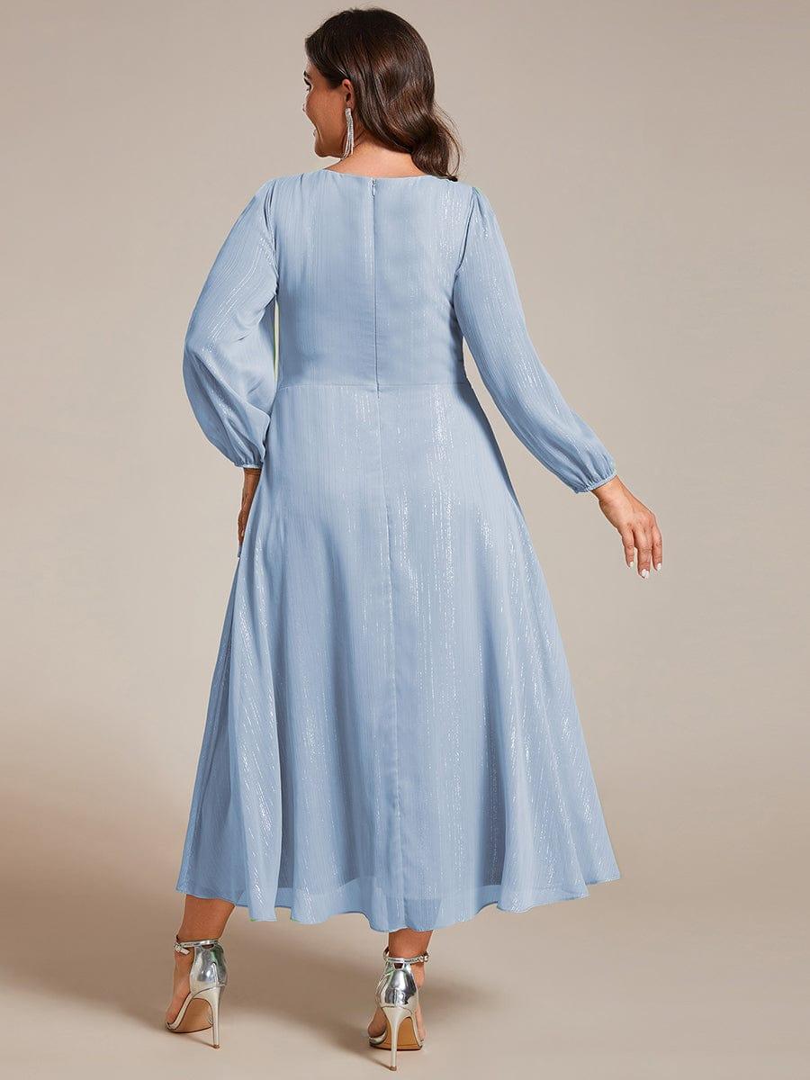 ever EMBER|Glitter Twist Knot See-Through Long Sleeve Wedding Guest Dress