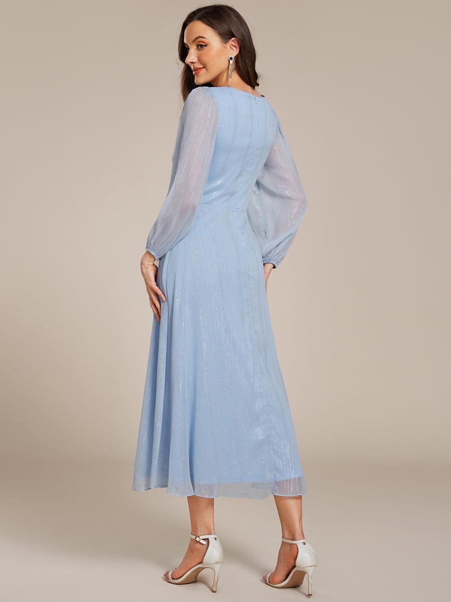 ever EMBER|Glitter Twist Knot See-Through Long Sleeve Wedding Guest Dress