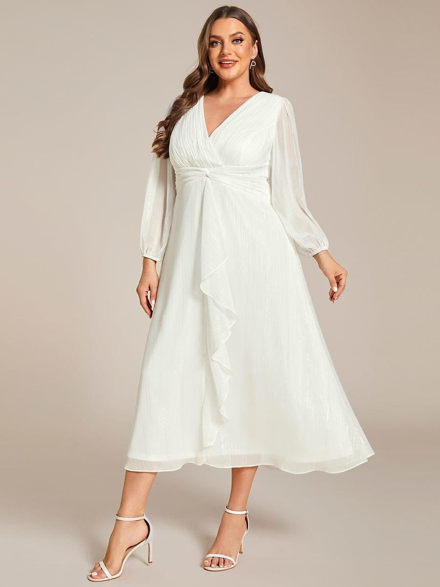 ever EMBER|Glitter Twist Knot See-Through Long Sleeve Wedding Guest Dress