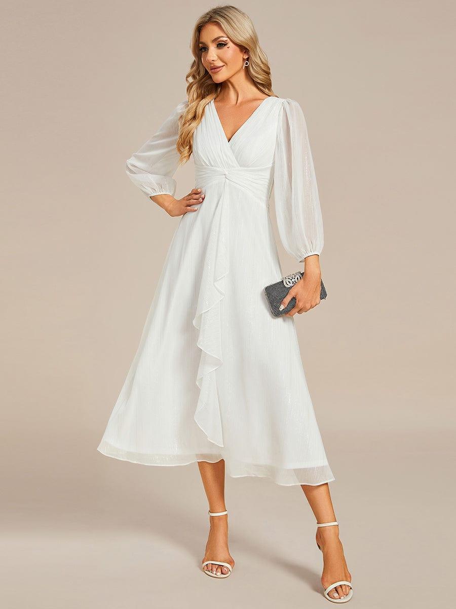 ever EMBER|Glitter Twist Knot See-Through Long Sleeve Wedding Guest Dress