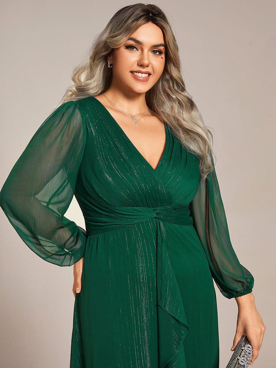 ever EMBER|Glitter Twist Knot See-Through Long Sleeve Wedding Guest Dress