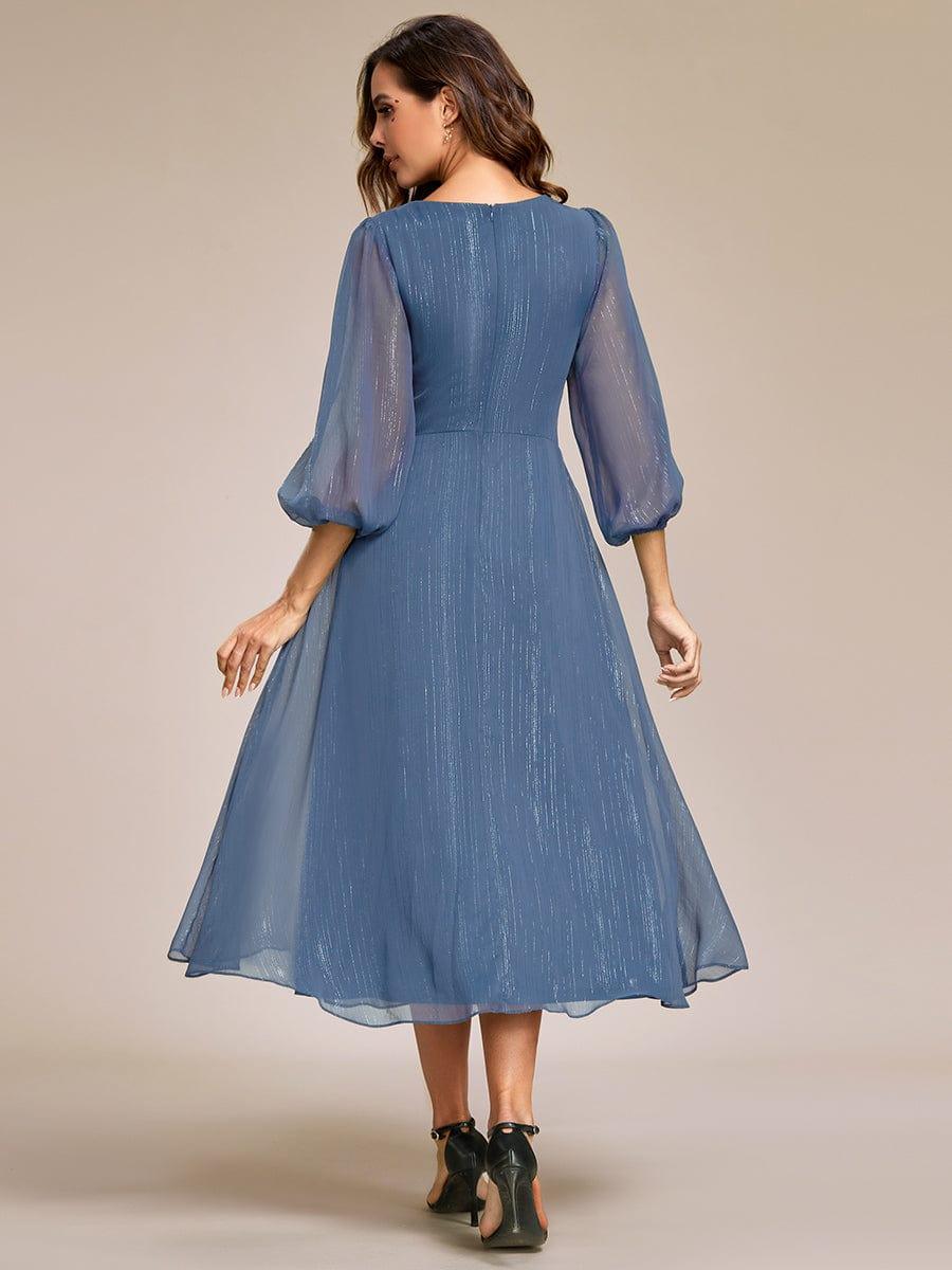 ever EMBER|Glitter Twist Knot See-Through Long Sleeve Wedding Guest Dress