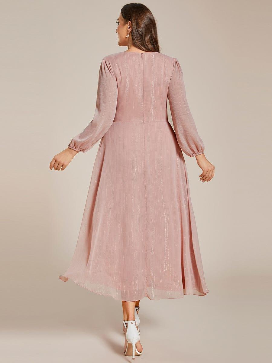 ever EMBER|Glitter Twist Knot See-Through Long Sleeve Wedding Guest Dress