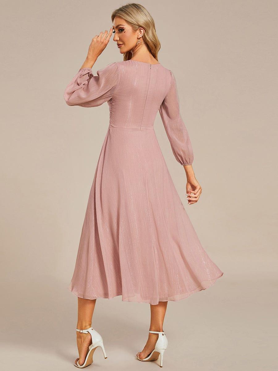 ever EMBER|Glitter Twist Knot See-Through Long Sleeve Wedding Guest Dress