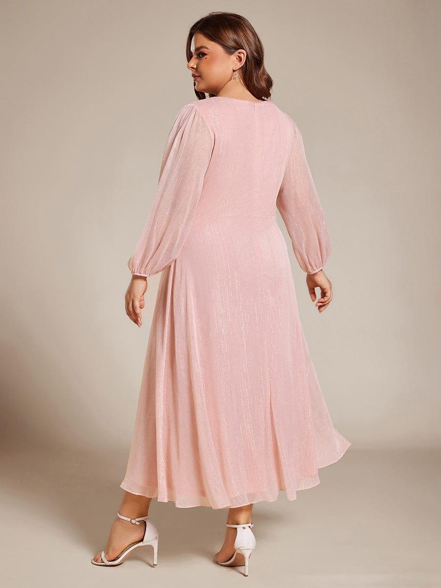 ever EMBER|Glitter Twist Knot See-Through Long Sleeve Wedding Guest Dress