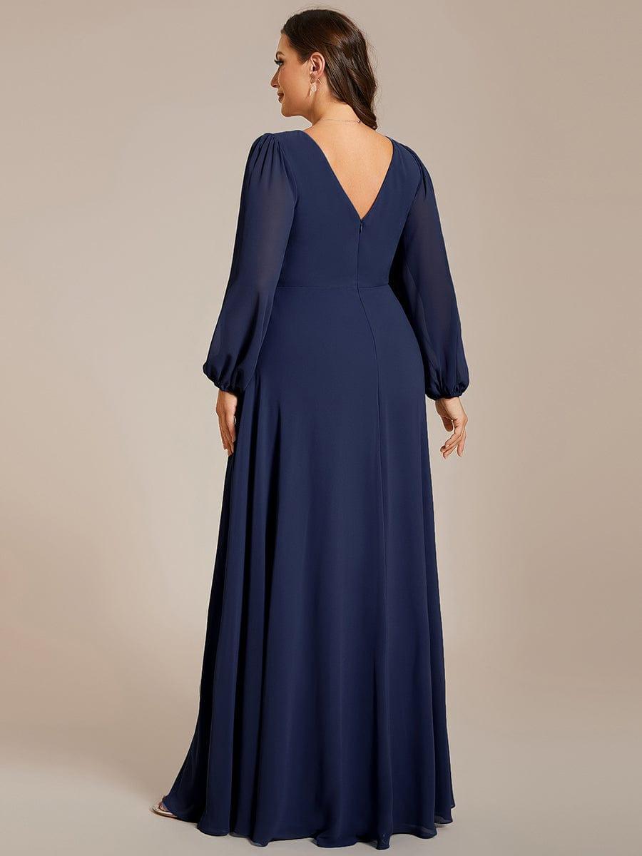 ever ESMÉE|V-Neck Long Sleeves Shiny Belt Chiffon Mother of the Bride Dress