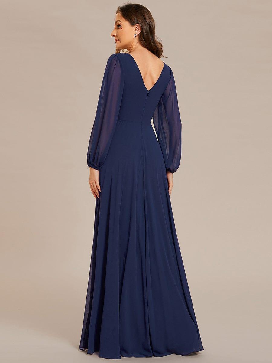 ever ESMÉE|V-Neck Long Sleeves Shiny Belt Chiffon Mother of the Bride Dress