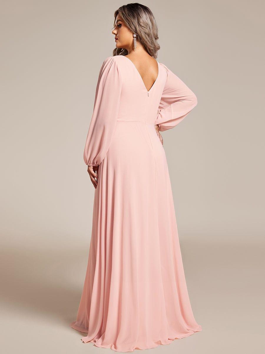 ever ESMÉE|V-Neck Long Sleeves Shiny Belt Chiffon Mother of the Bride Dress