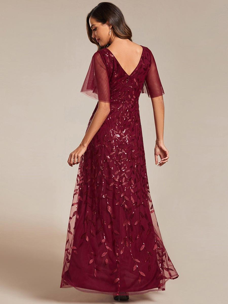 ever ALIX|Short Sleeves Sequin High Low V-Neck Midi Mother of the Bride Dress
