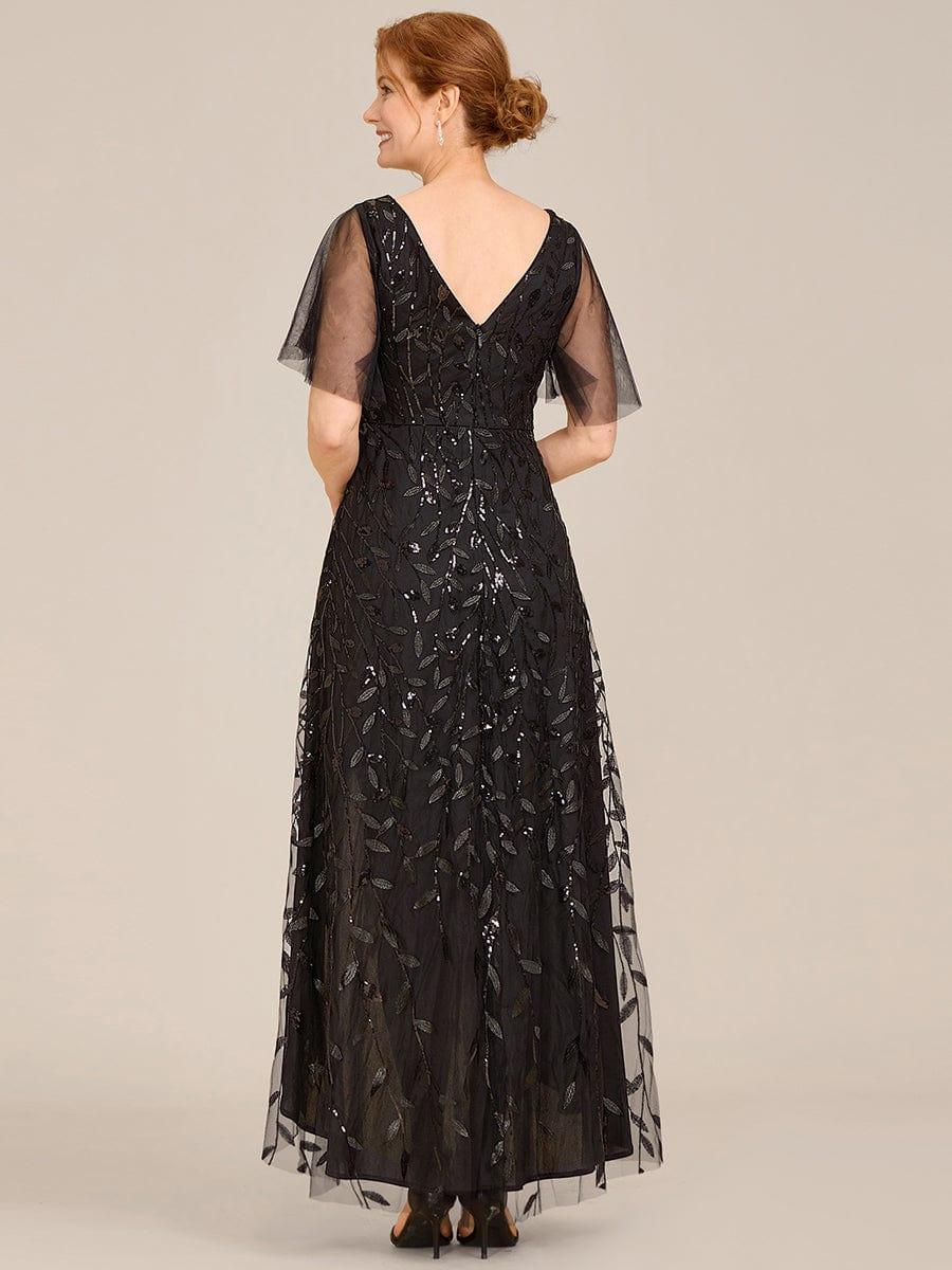 ever ALIX|Short Sleeves Sequin High Low V-Neck Midi Mother of the Bride Dress