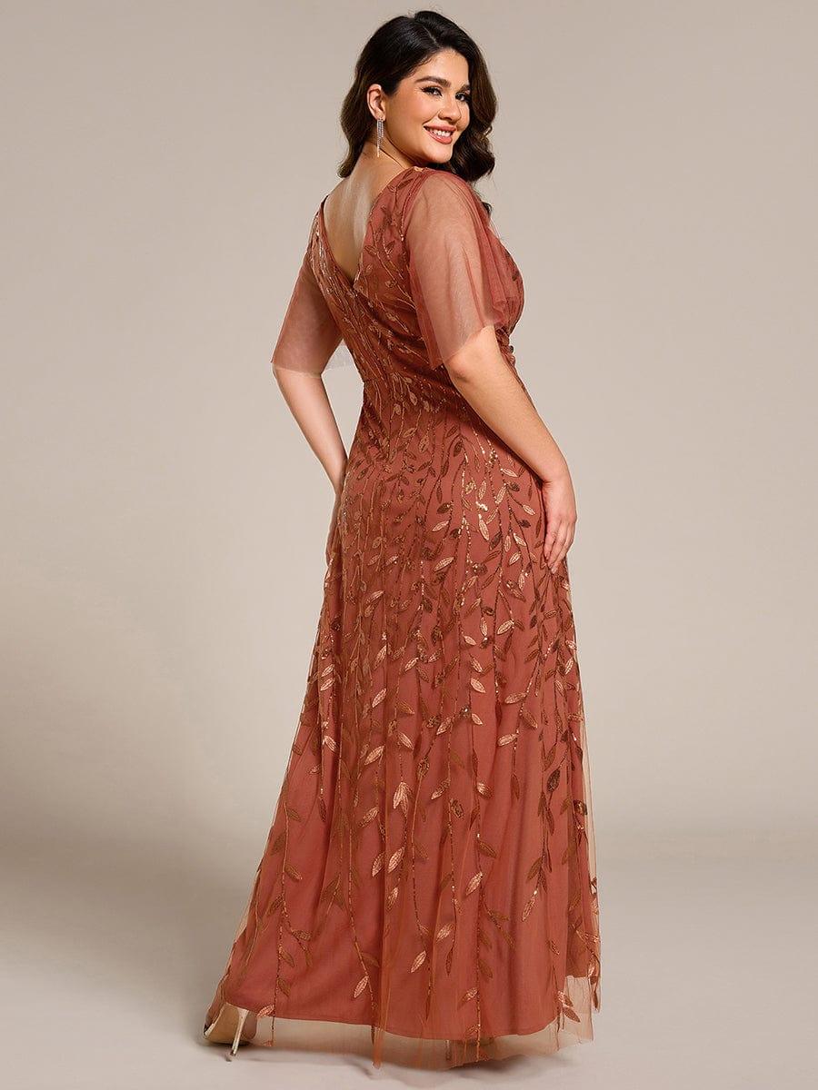 ever ALIX|Short Sleeves Sequin High Low V-Neck Midi Mother of the Bride Dress