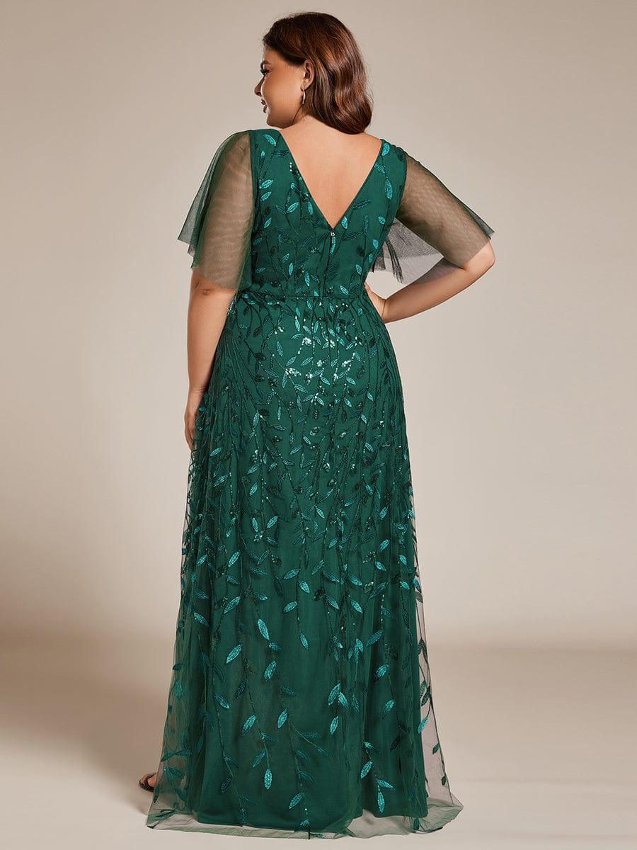 ever ALIX|Short Sleeves Sequin High Low V-Neck Midi Mother of the Bride Dress