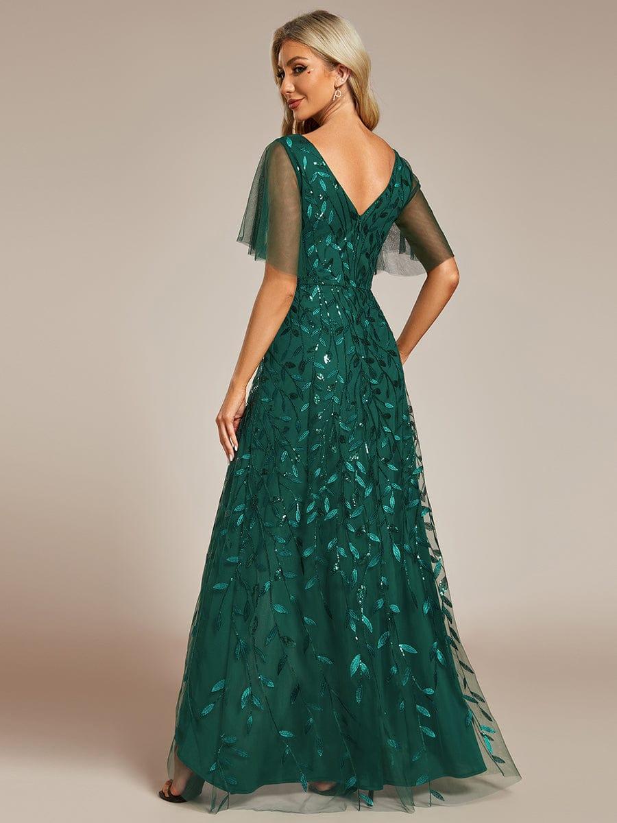 ever ALIX|Short Sleeves Sequin High Low V-Neck Midi Mother of the Bride Dress
