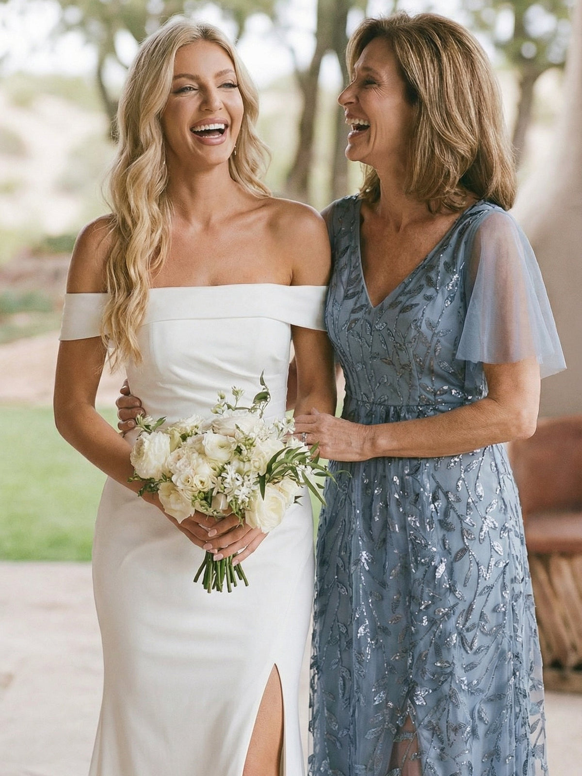 ever ALIX|Short Sleeves Sequin High Low V-Neck Midi Mother of the Bride Dress