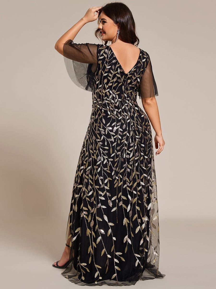 ever ALIX|Short Sleeves Sequin High Low V-Neck Midi Mother of the Bride Dress