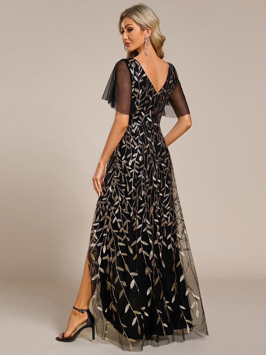 ever ALIX|Short Sleeves Sequin High Low V-Neck Midi Mother of the Bride Dress