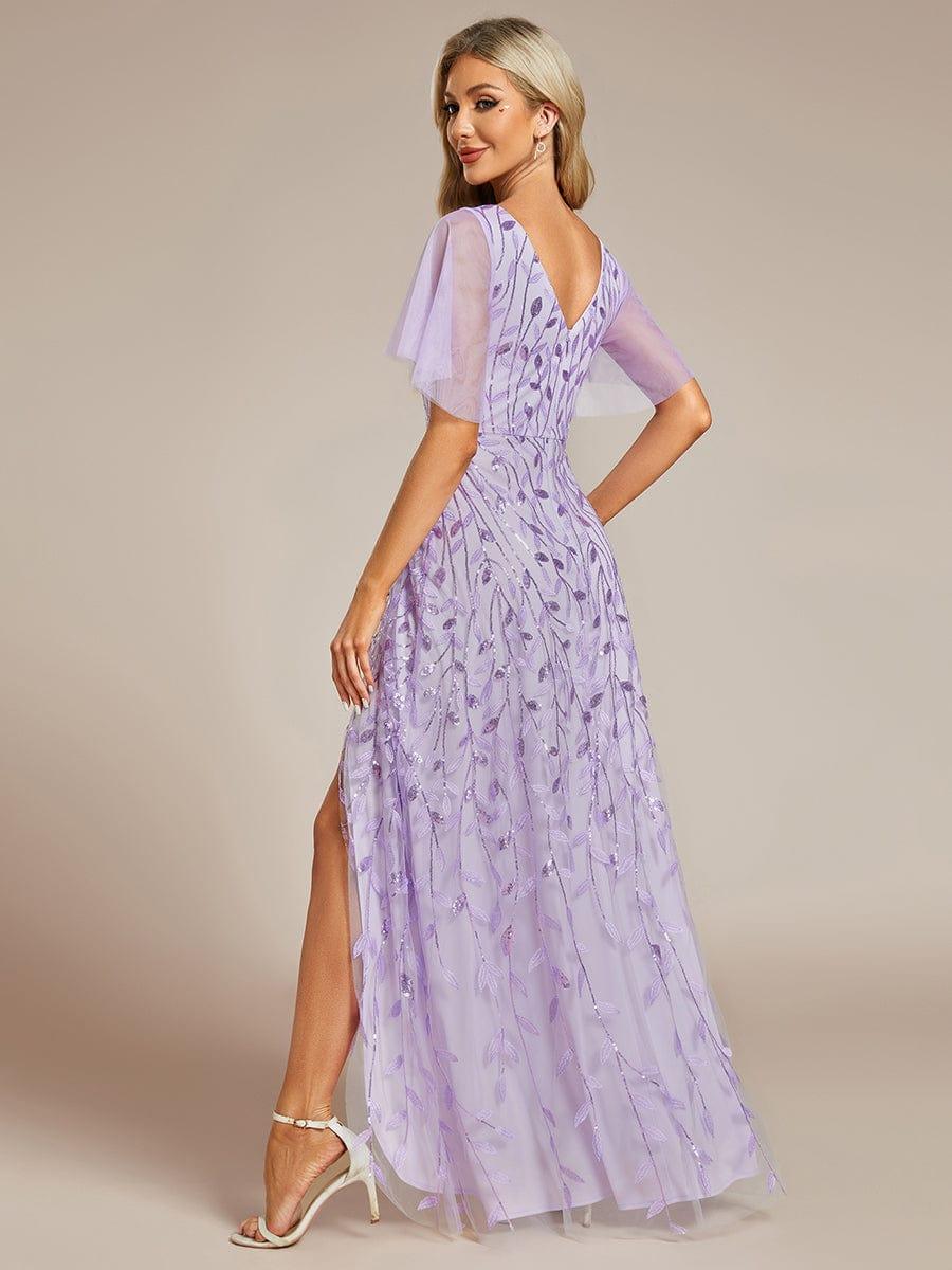 ever ALIX|Short Sleeves Sequin High Low V-Neck Midi Mother of the Bride Dress