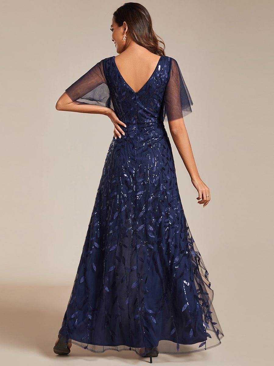 ever ALIX|Short Sleeves Sequin High Low V-Neck Midi Mother of the Bride Dress