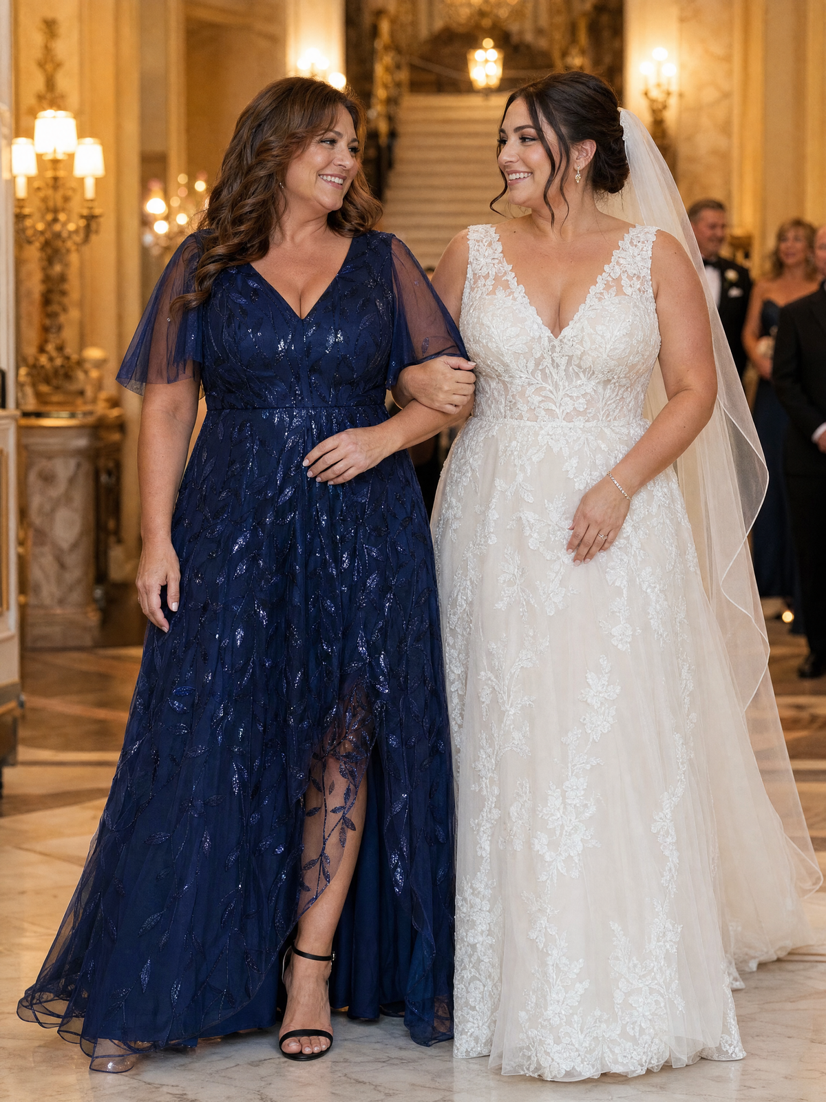 ever ALIX|Short Sleeves Sequin High Low V-Neck Midi Mother of the Bride Dress