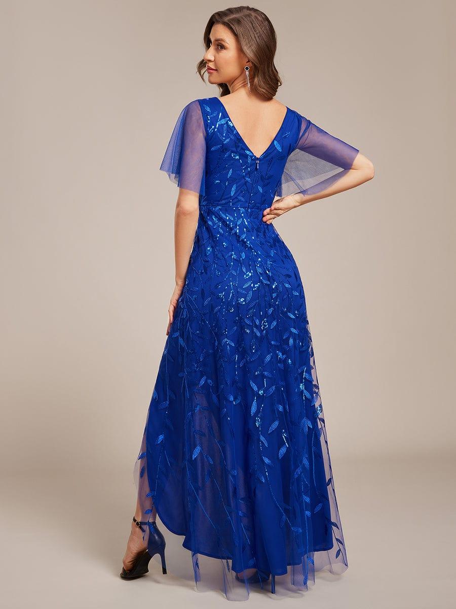 ever ALIX|Short Sleeves Sequin High Low V-Neck Midi Mother of the Bride Dress