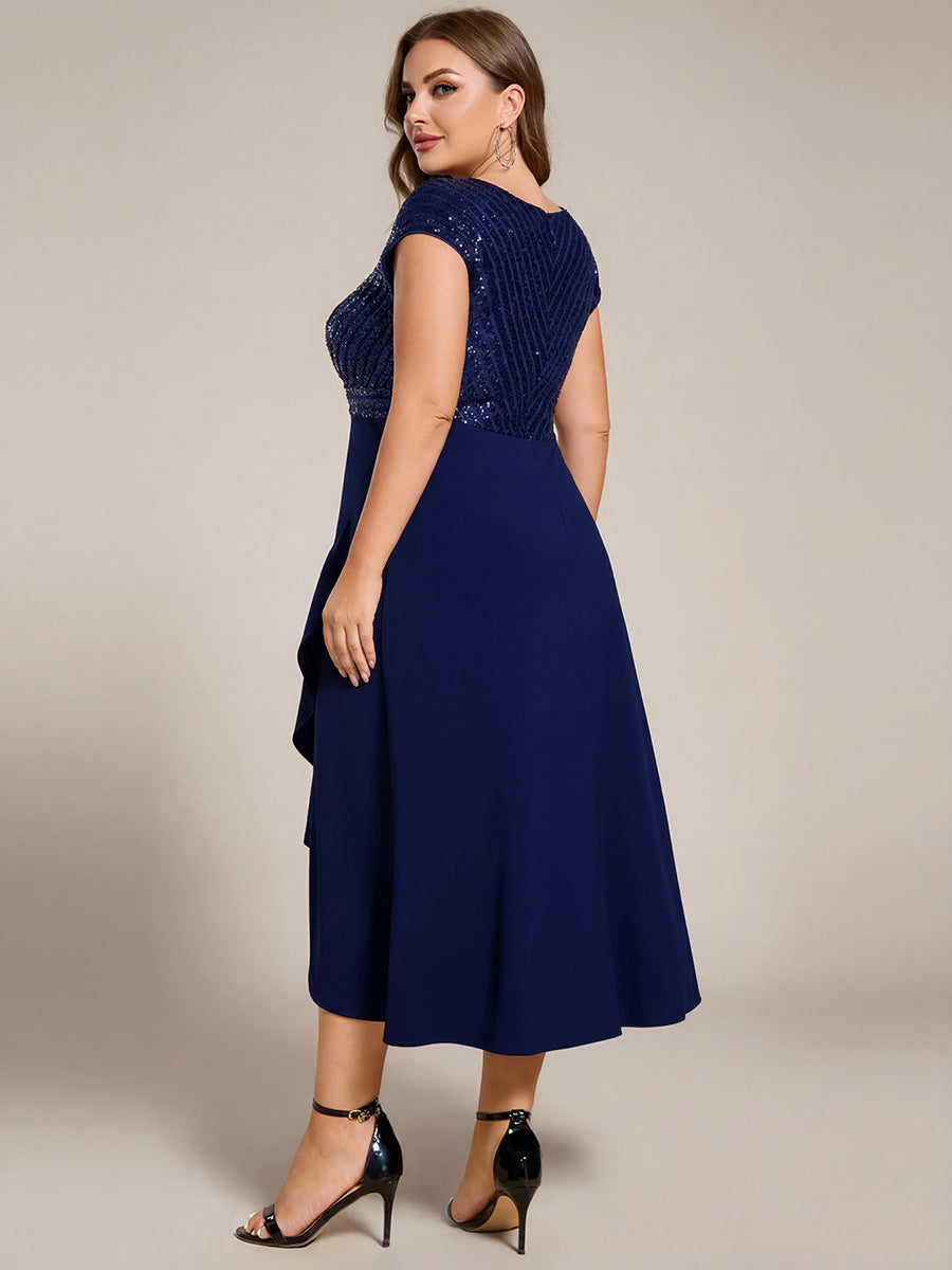 ever BAYLOR|Short Sleeve V-Neck Midi Sequin Formal Dress