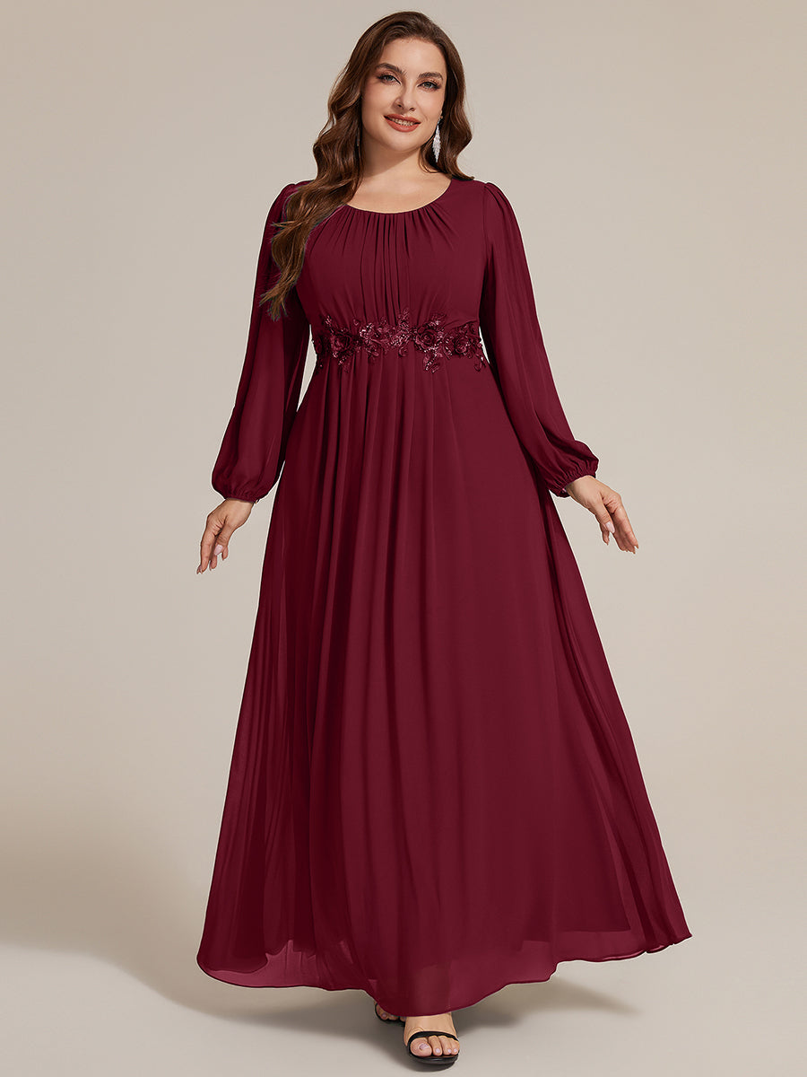 Chiffon Puff Sleeve A-Line Evening Dress