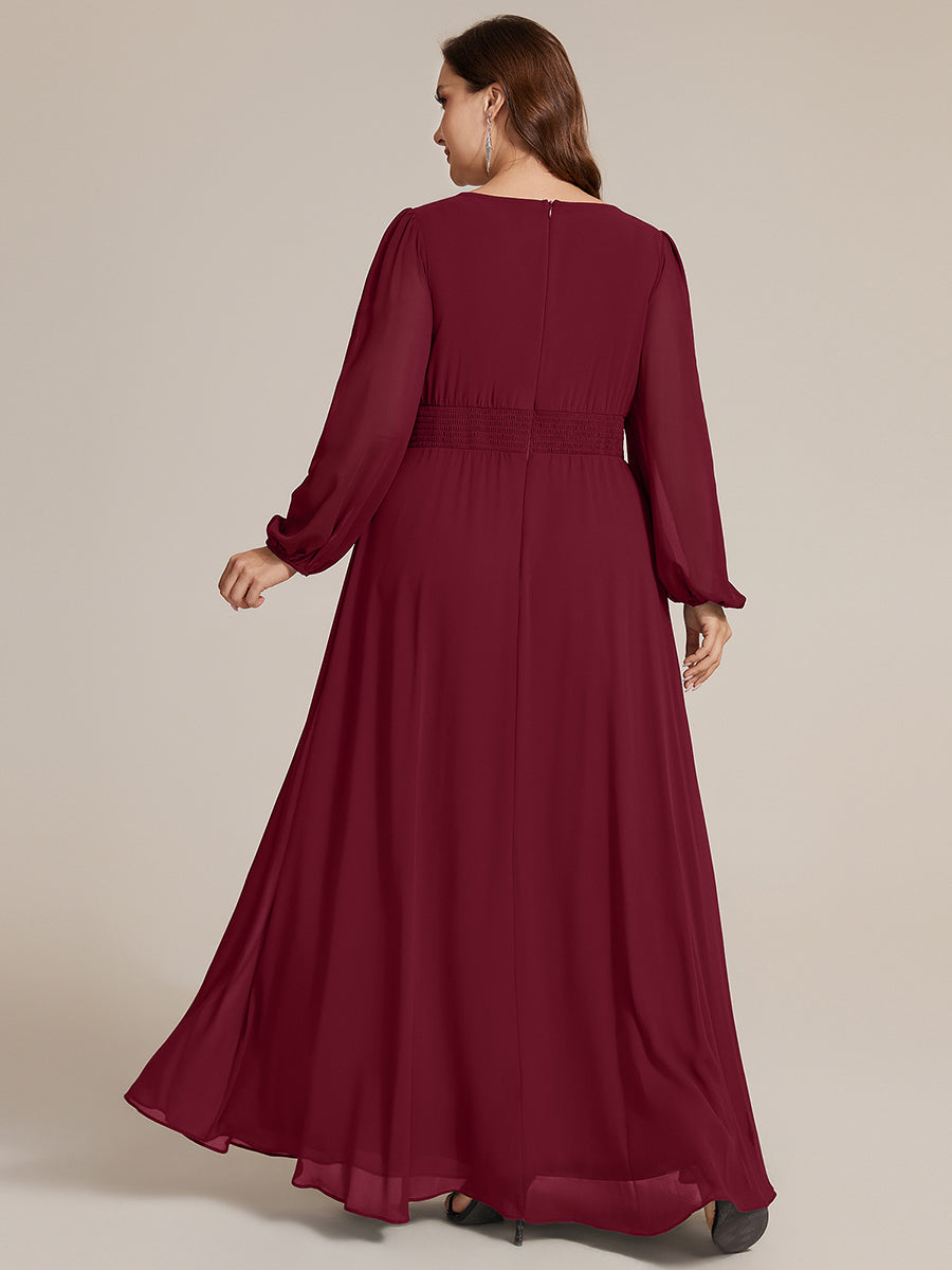 Chiffon Puff Sleeve A-Line Evening Dress