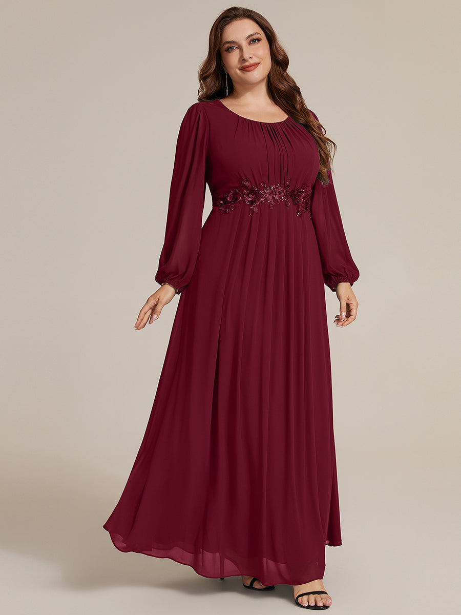 Chiffon Puff Sleeve A-Line Evening Dress