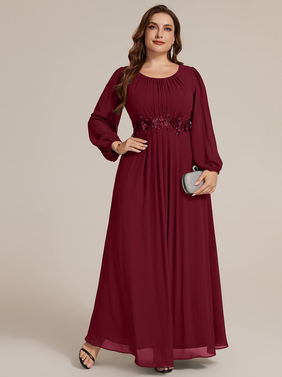Chiffon Puff Sleeve A-Line Evening Dress