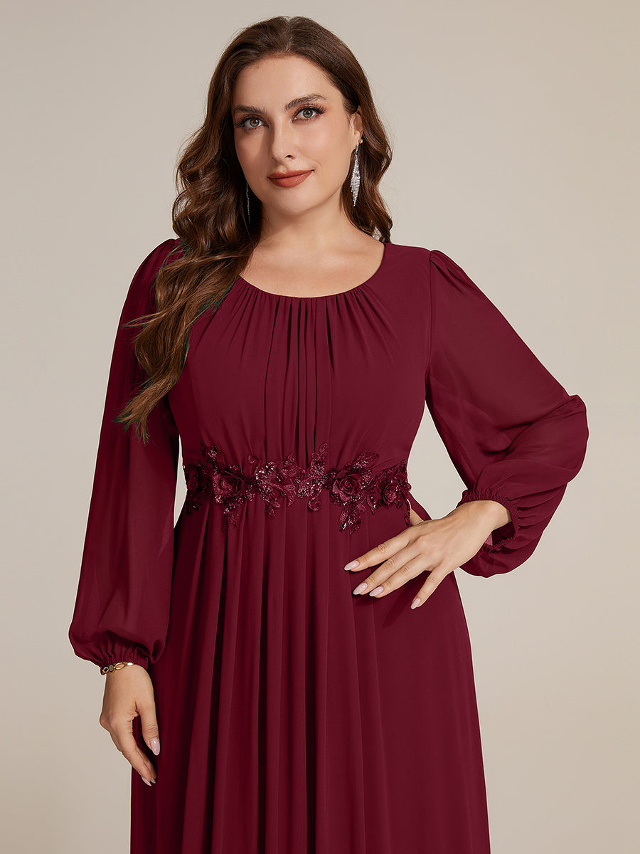 Chiffon Puff Sleeve A-Line Evening Dress