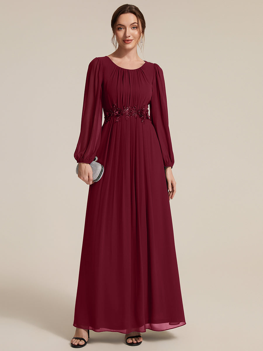 Chiffon Puff Sleeve A-Line Evening Dress