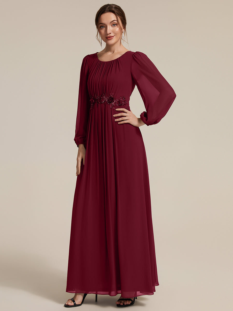 Chiffon Puff Sleeve A-Line Evening Dress