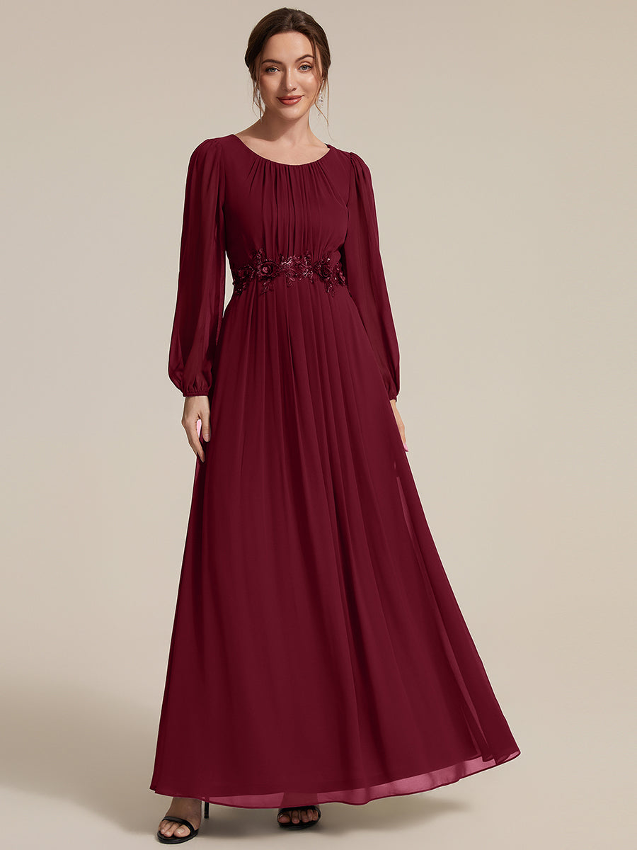 Chiffon Puff Sleeve A-Line Evening Dress