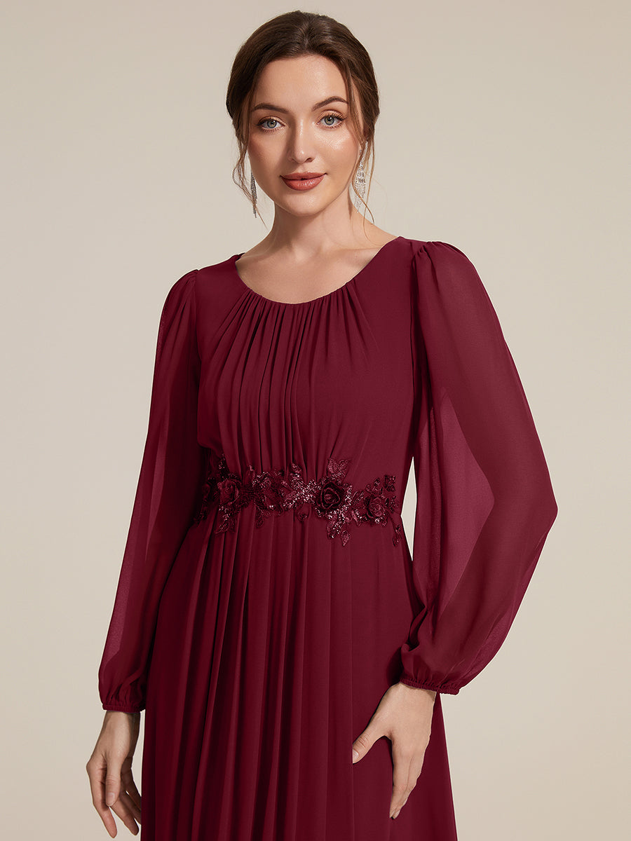 Chiffon Puff Sleeve A-Line Evening Dress