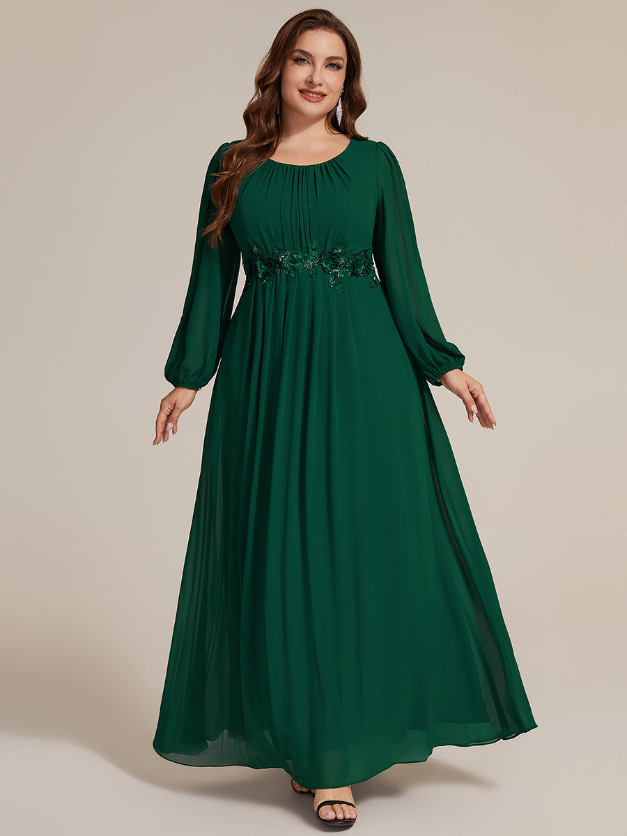 Chiffon Puff Sleeve A-Line Evening Dress