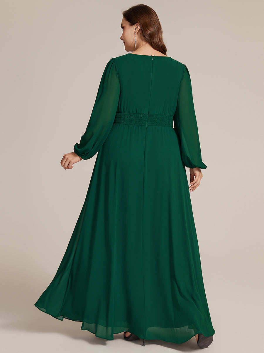 Chiffon Puff Sleeve A-Line Evening Dress