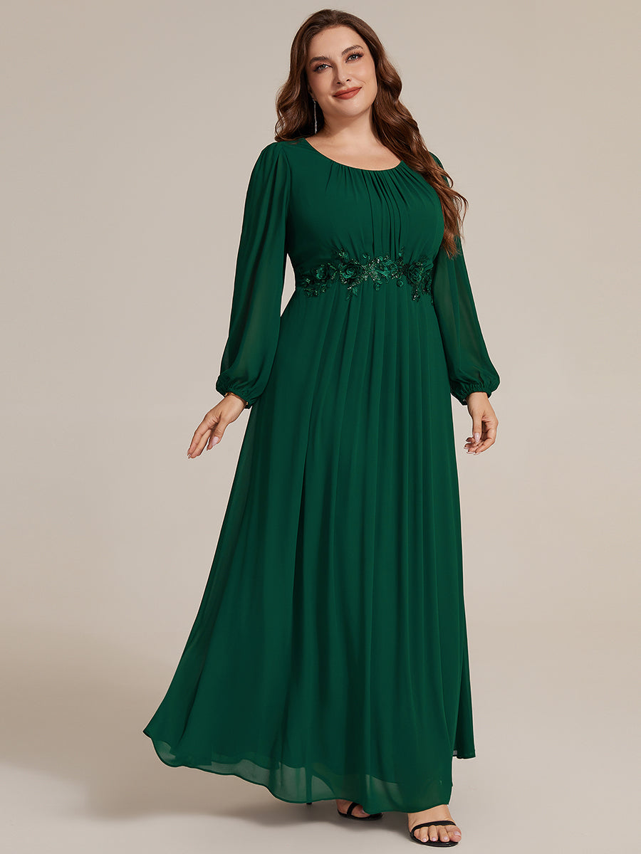 Chiffon Puff Sleeve A-Line Evening Dress
