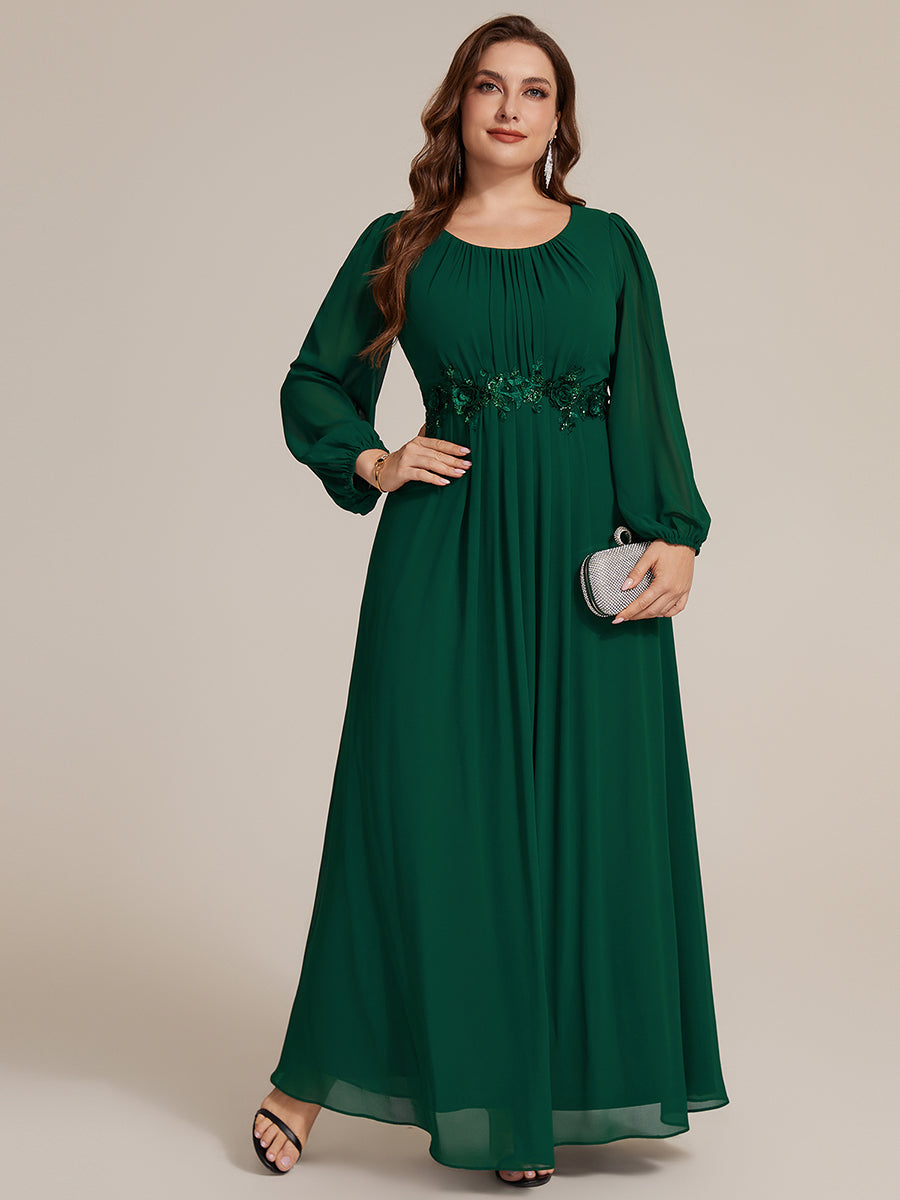 Chiffon Puff Sleeve A-Line Evening Dress
