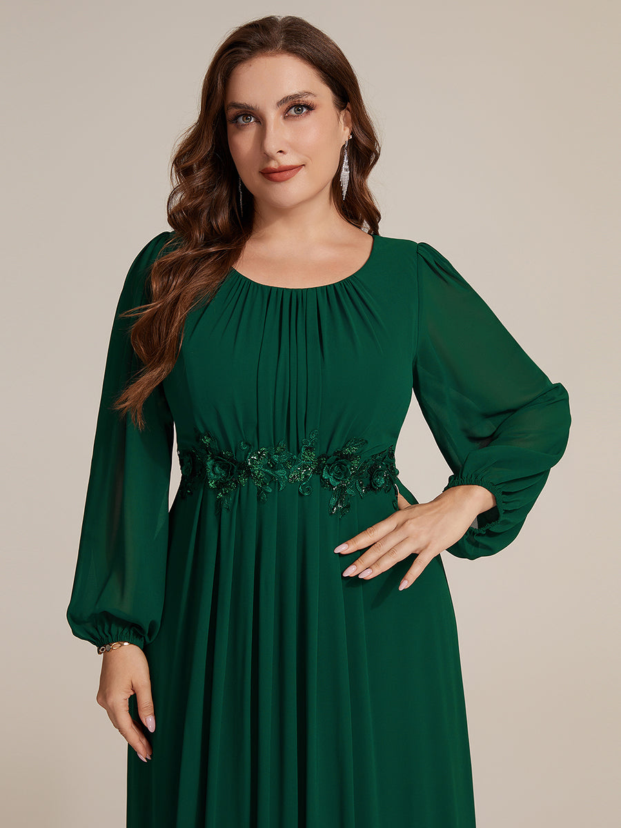 Chiffon Puff Sleeve A-Line Evening Dress