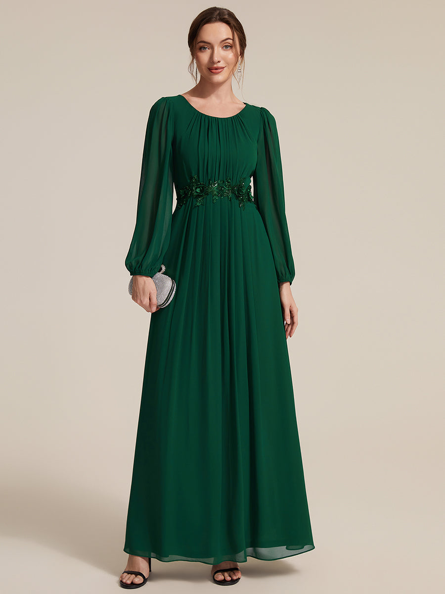 Chiffon Puff Sleeve A-Line Evening Dress