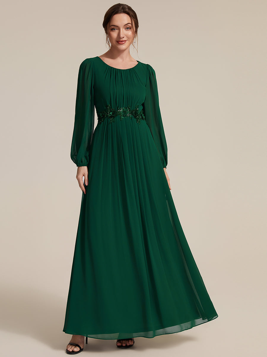 Chiffon Puff Sleeve A-Line Evening Dress