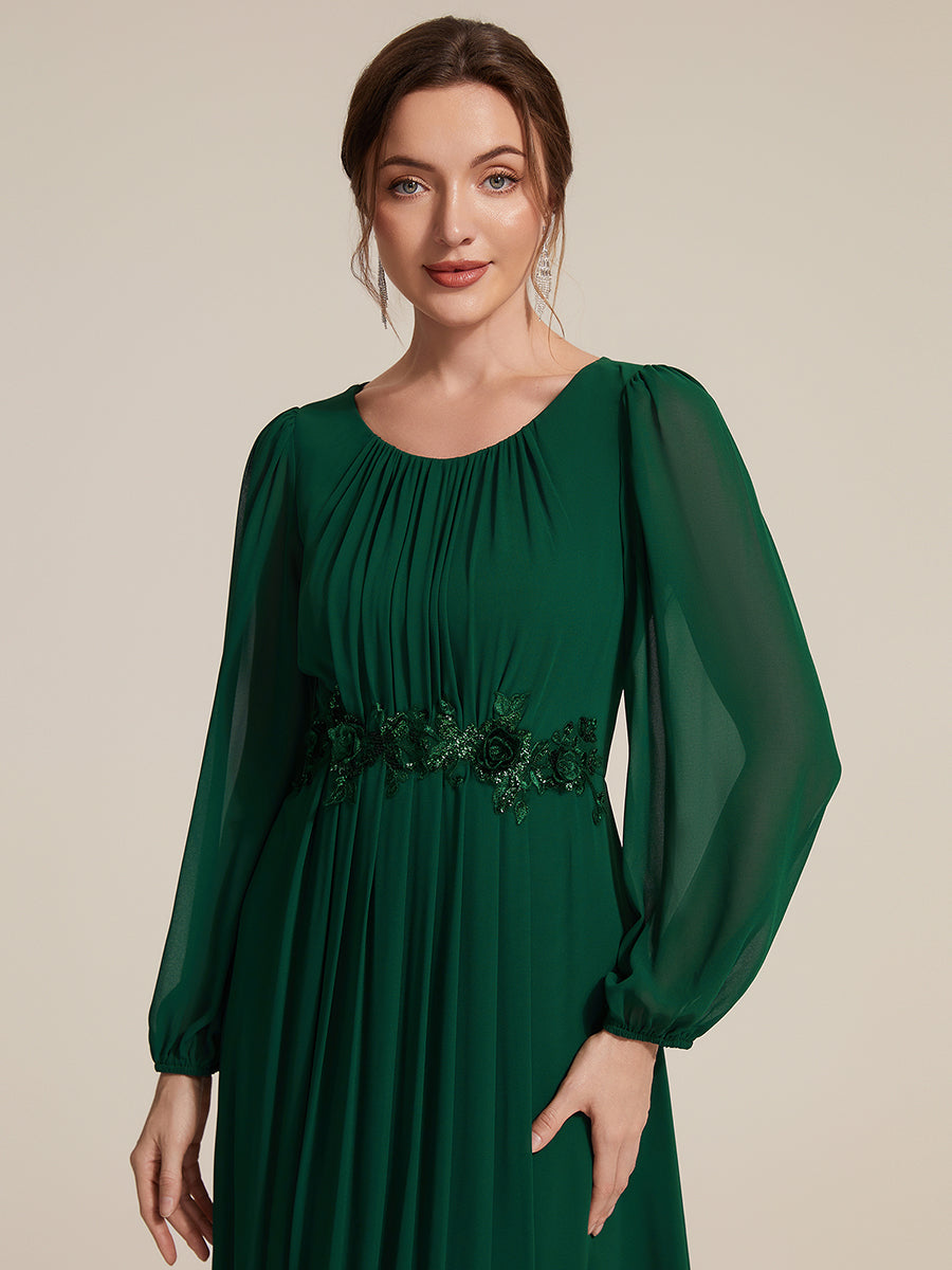 Chiffon Puff Sleeve A-Line Evening Dress