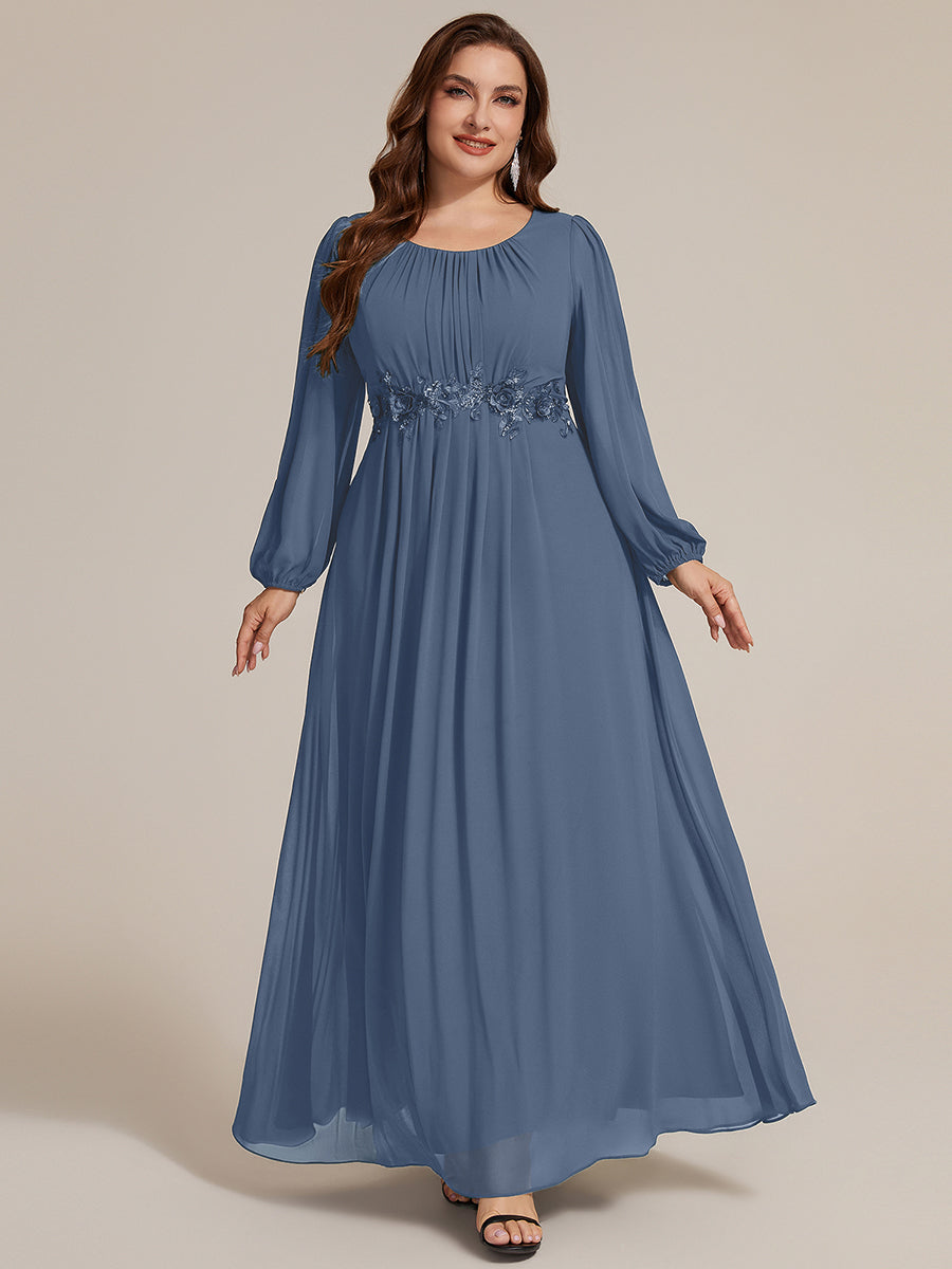 Chiffon Puff Sleeve A-Line Evening Dress